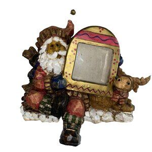 Festive 3D Resin Santa Reindeer Frame 2x2 Shelf Sitter Stocking Hanger Toy Sack